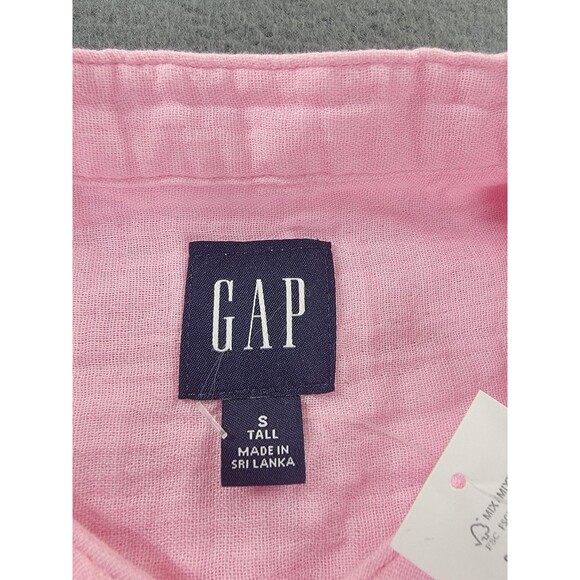 Gap Shirt Womens Small Tall Pink Long Sleeve Gauze Button Front Cotton Blouse - Picture 2 of 12